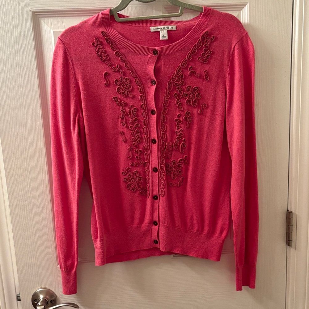 Banana Republic Vibrant Pink Floral Cardigan